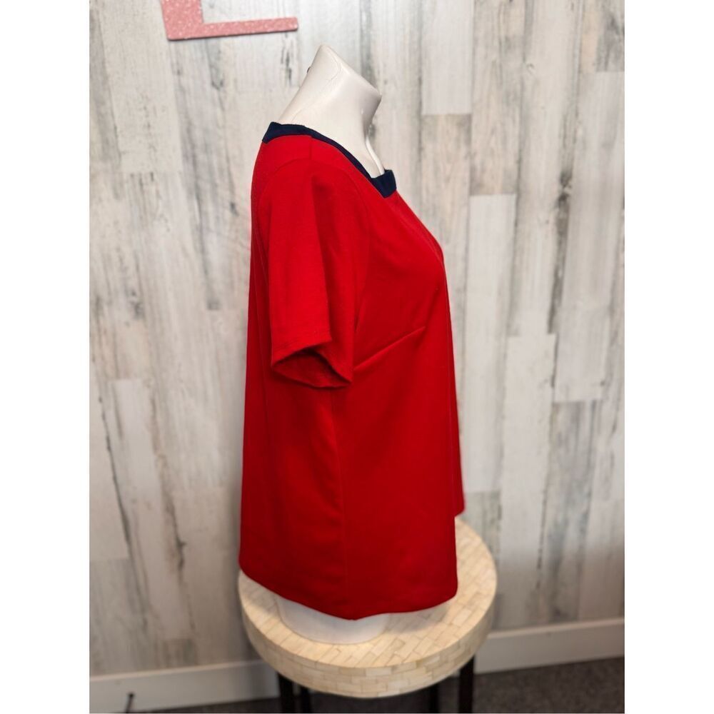 Liz Claiborne Red Top with Navy Trim – Size L - Picture 5 of 8